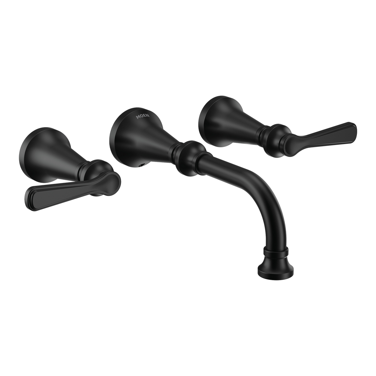 Moen Colinet Two-Handle Wall Mount Bathroom Faucet TS44104 in Matte Black (TS44104BL)