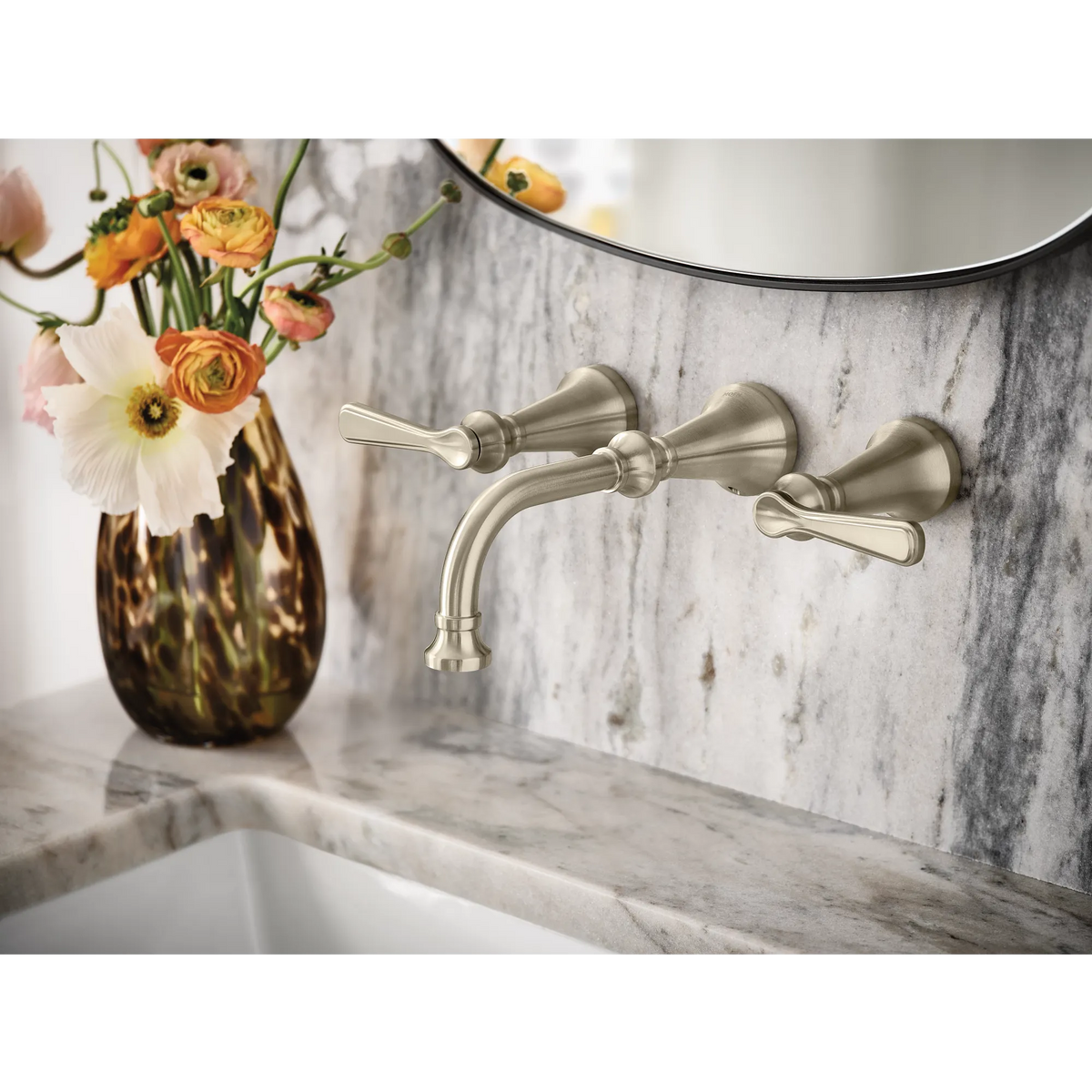 Moen Colinet Two-Handle Wall Mount Bathroom Faucet TS44104 in Brushed Nickel (TS44104BN) - view 2