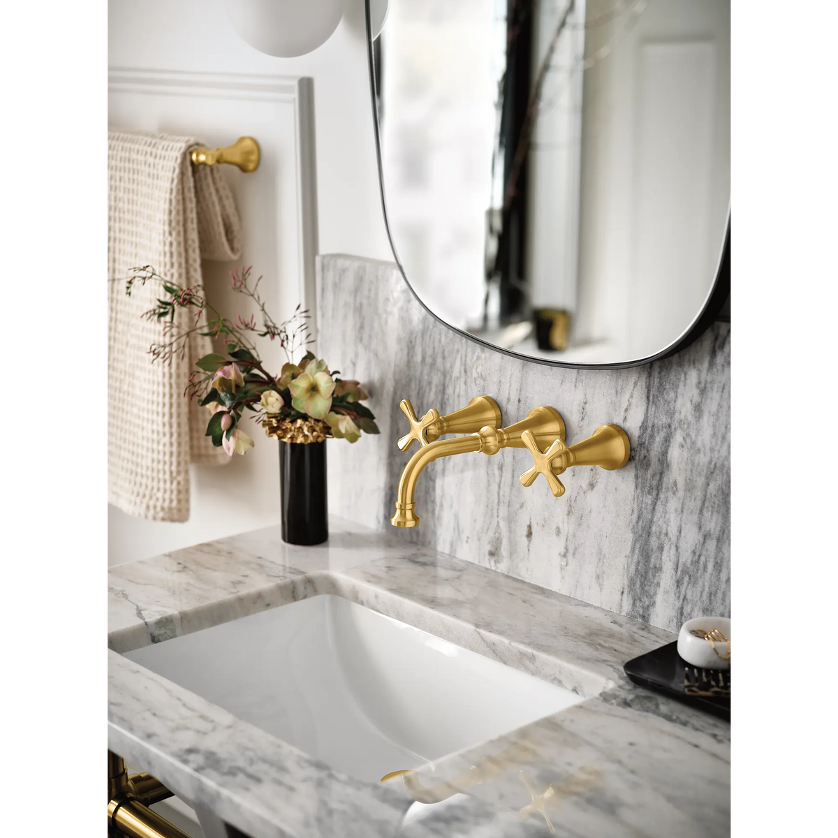 Moen Colinet Two-Handle Wall Mount Bathroom Faucet TS44105 in Brushed Gold (TS44105BG) - view 2