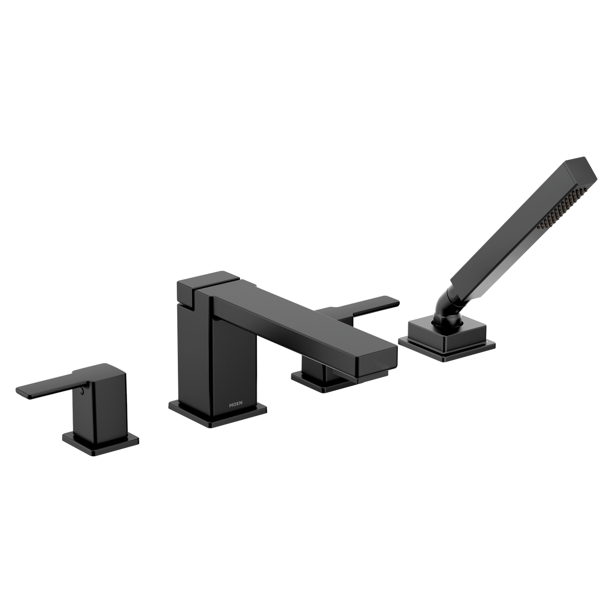 Moen 90 Degree Two-Handle High-Arc Roman Tub Faucet With Hand Shower TS914 in Matte Black (TS914BL)