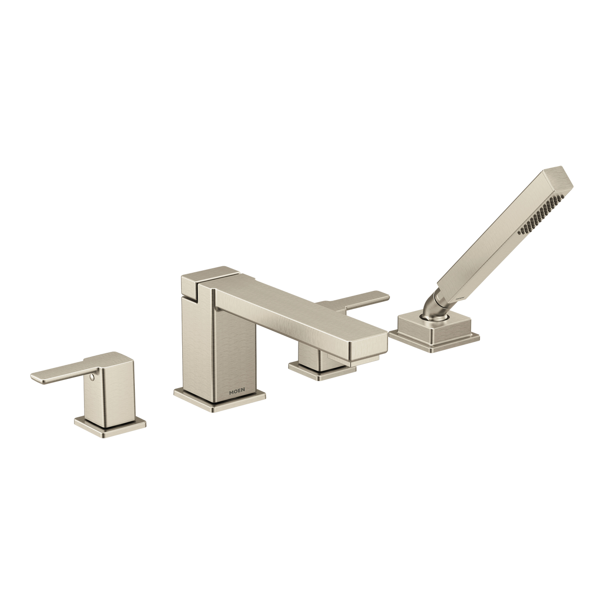 Moen 90 Degree Two-Handle High-Arc Roman Tub Faucet With Hand Shower TS914 in Brushed Nickel (TS914BN)