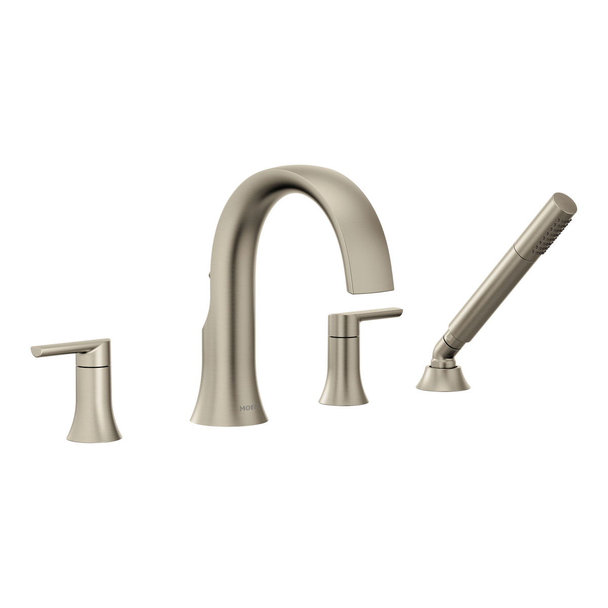 Moen Doux Two-Handle Non-Diverter Roman Tub Faucet TS984 in Brushed Nickel (TS984BN)