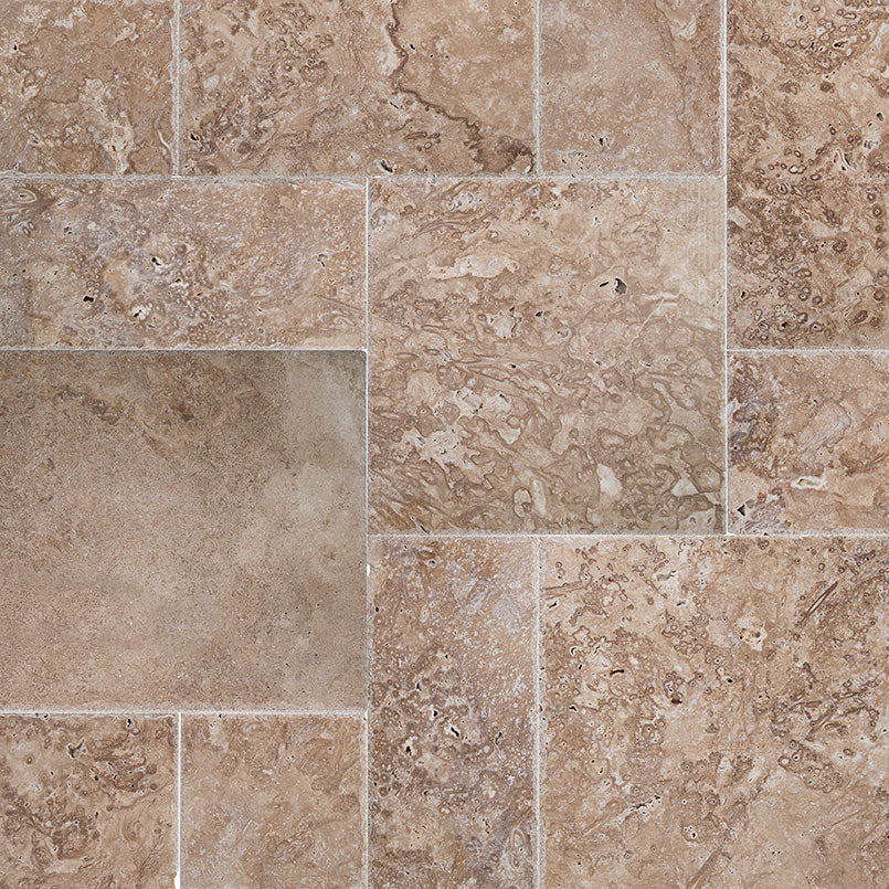 MSI Tuscany Walnut Honed Unfilled Chiseled Brushed Travertine tile (TTWAL-PAT-HUCB) – MSI product image
