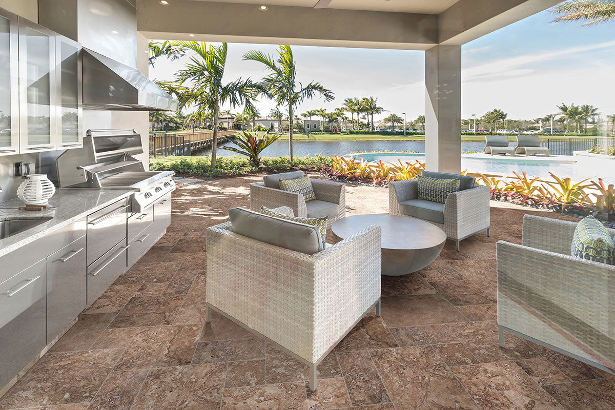 MSI Tuscany Walnut Honed Unfilled Chiseled Brushed Travertine tile (TTWAL-PAT-HUCB) – MSI room scene