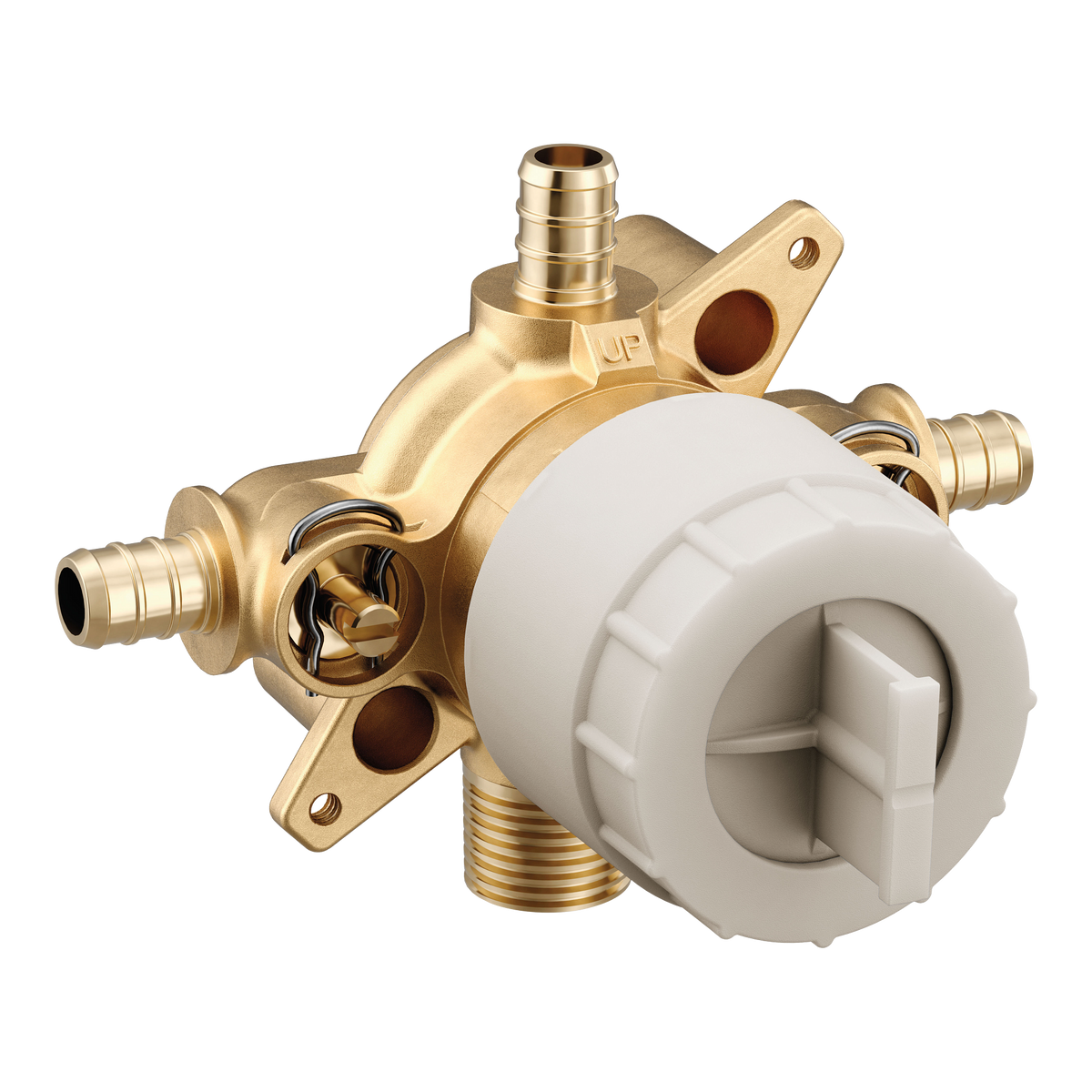 Moen M-CORE 4 Port 1/2" Crimp Ring Pex with CC/IPS Tub Connection Includes Stops U140XS in Chrome (U140XS)