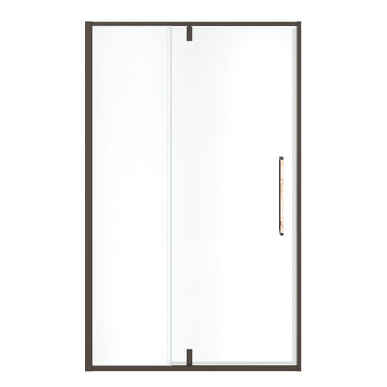 Uptown 45-47 x 76 in. 8 mm Pivot Shower Door for Alcove Installation with Clear glass in Dark Bronze & Beige Marble - Plumbing Market