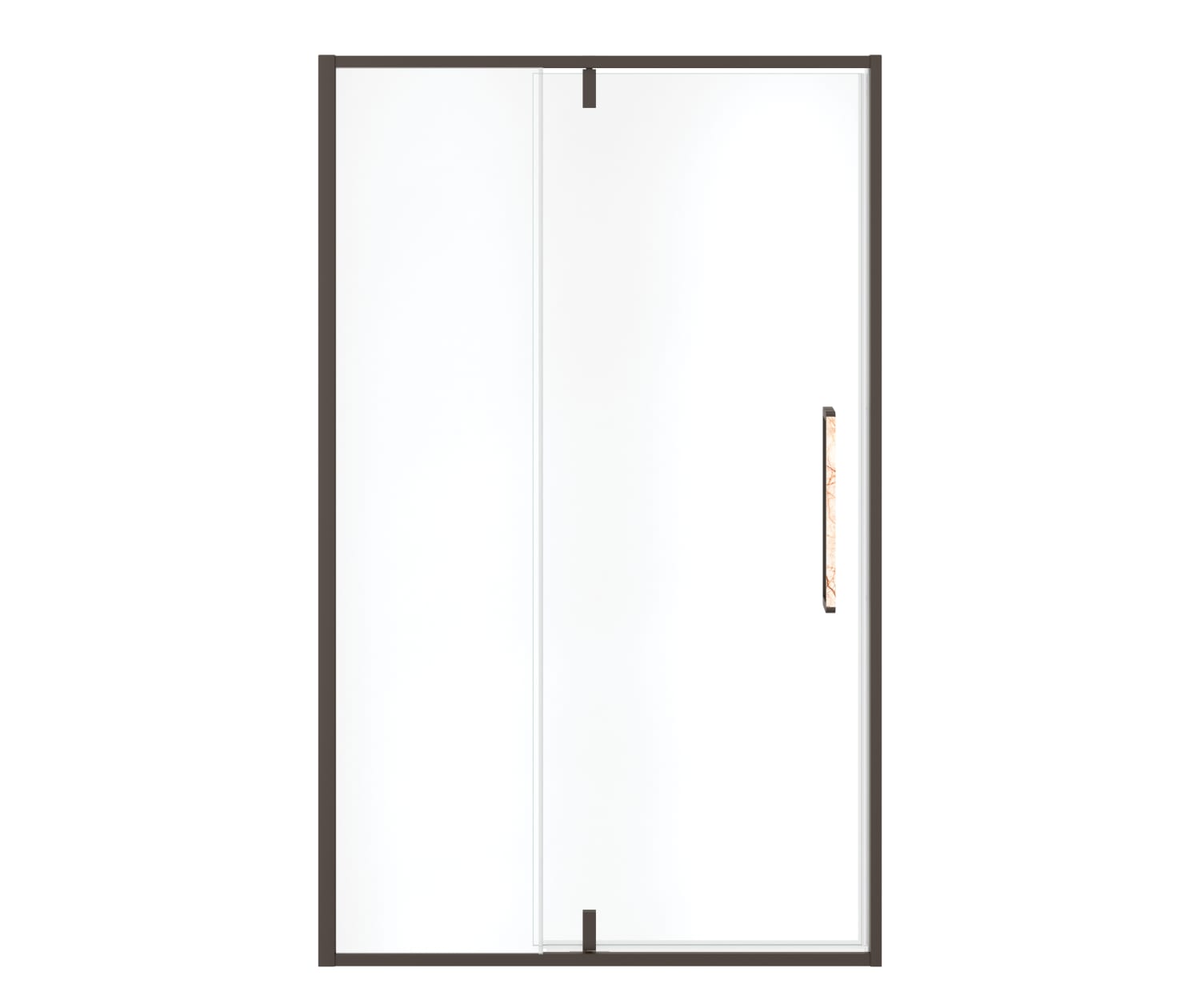 Uptown 45-47 x 76 in. 8 mm Pivot Shower Door for Alcove Installation with Clear glass in Dark Bronze & Beige Marble - Plumbing Market