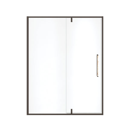 Uptown 57-59 x 76 in. 8 mm Pivot Shower Door for Alcove Installation with Clear glass in Dark Bronze & Beige Marble - Plumbing Market