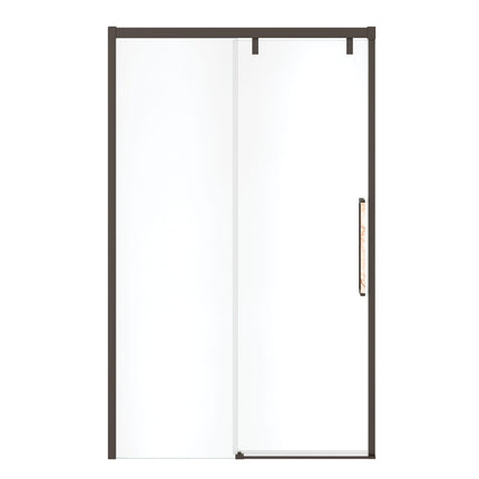 Uptown 44-47 x 76 in. 8 mm Sliding Shower Door for Alcove Installation with Clear glass in Dark Bronze & Beige Marble - Plumbing Market
