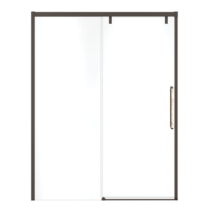 Uptown 56-59 x 76 in. 8 mm Sliding Shower Door for Alcove Installation with Clear glass in Dark Bronze & Beige Marble - Plumbing Market