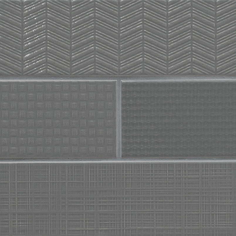 MSI Urbano Graphite 3D Mix 4 x 12 Glossy Ceramic tile (NURBGRAMIX4X12) – MSI product image