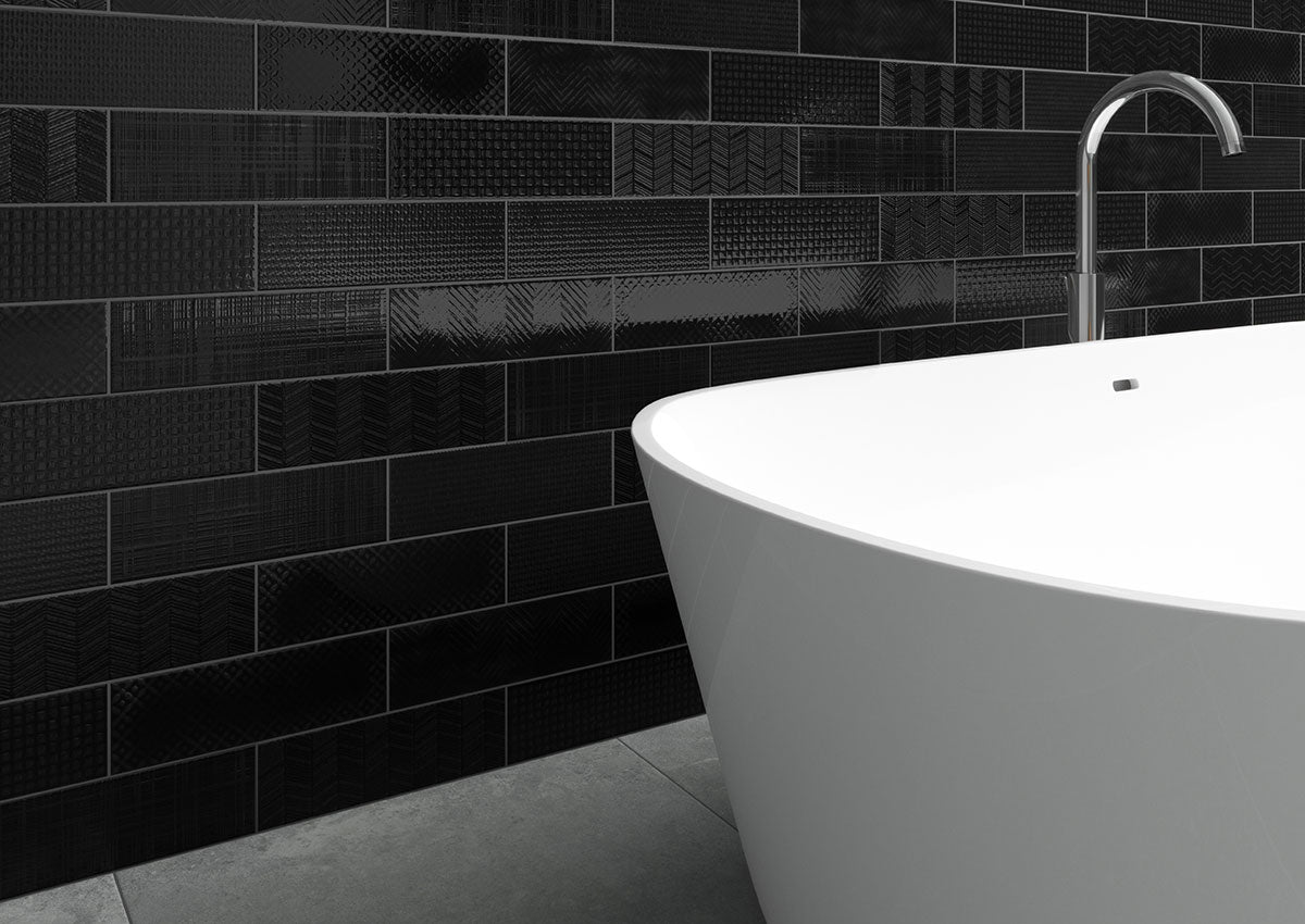 MSI Urbano Ink 3D Mix 4 x 12 Glossy Ceramic tile (NURBINKMIX4X12) – MSI room scene