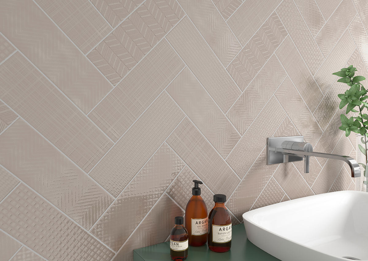 MSI Urbano Warm Concrete 3D Mix 4 x 12 Glossy Ceramic tile (NURBWARCONMIX4X12) – MSI room scene