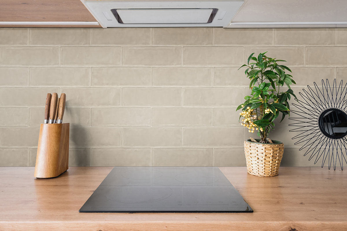MSI Urbano Warm Concrete 4 x 12 Glossy Ceramic tile (NURBWARCON4X12) – MSI room scene (kitchen)