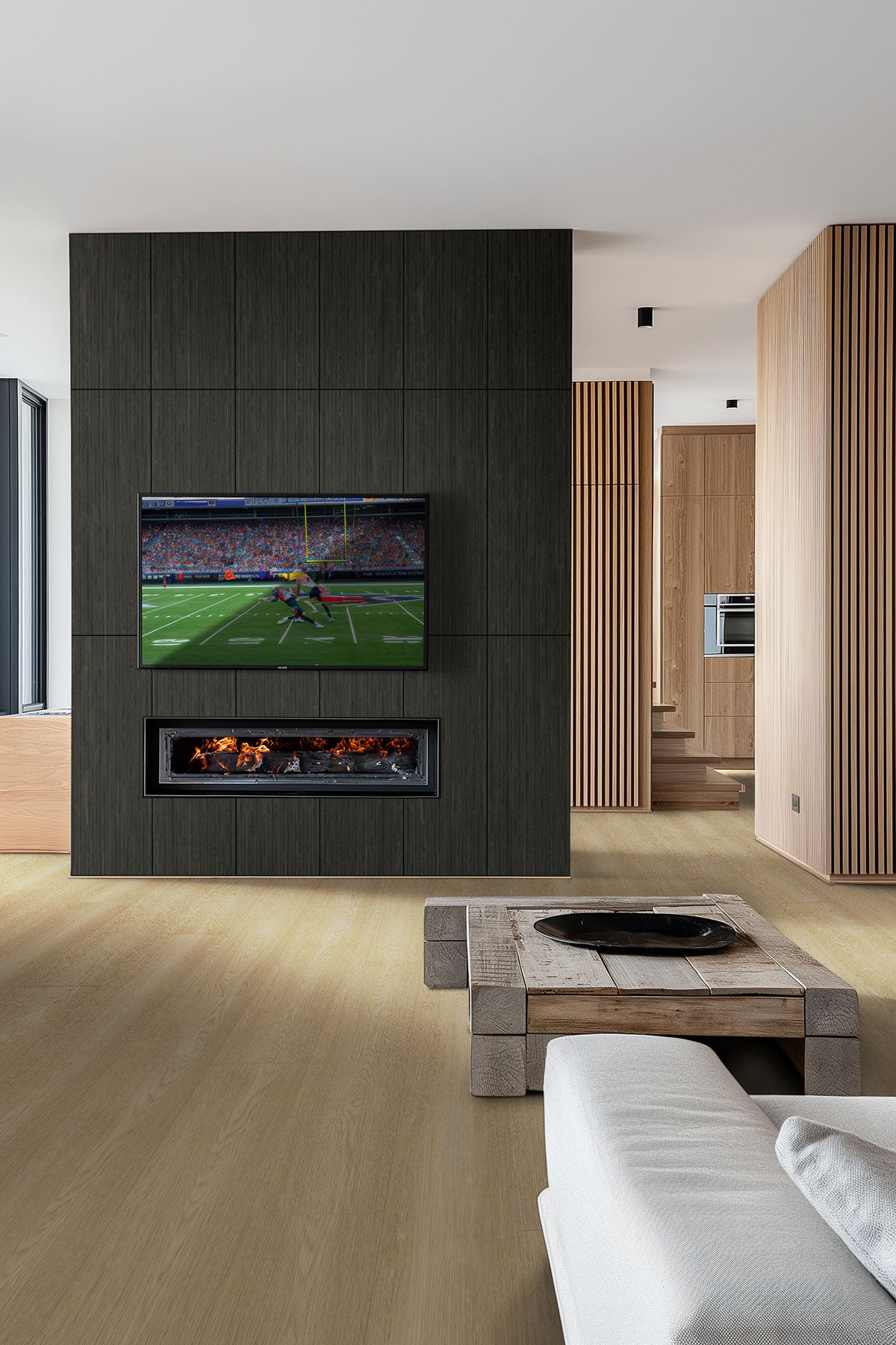 MSI Urbanslat Carbon 16 x 48 Matte Ceramic tile (NURBSLACAR1648) – MSI room scene (living room)