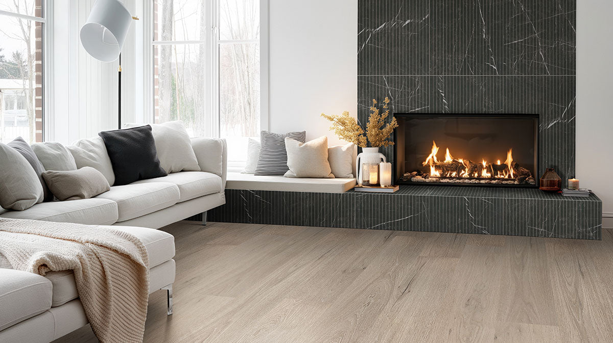 MSI Urbanslat Marmi Noir 16 x 48 Satin Ceramic tile (NURBSLAMARNOI1648) – MSI room scene (living room)