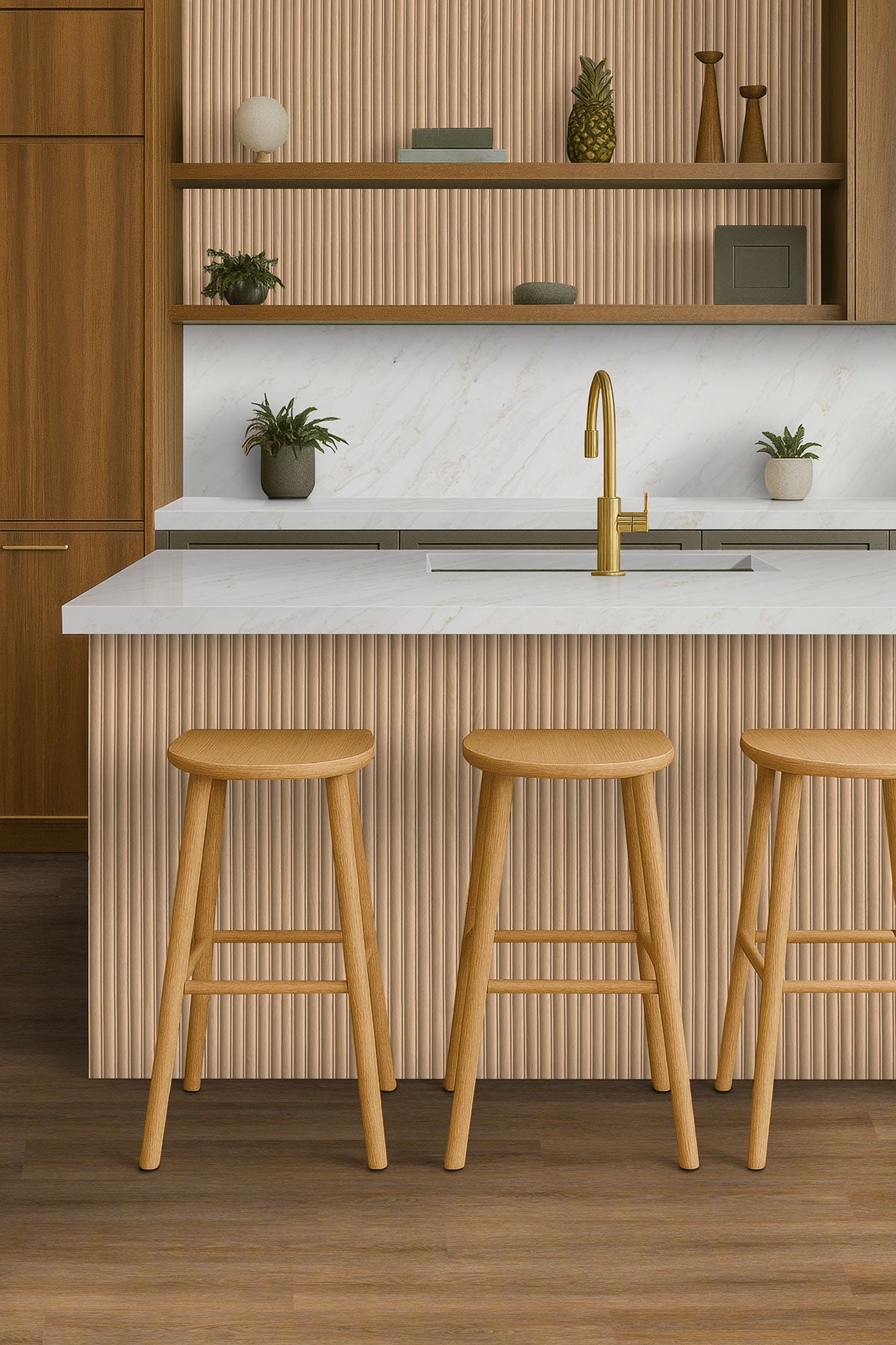 MSI Urbanslat Flute Timber 16 x 48 Matte Ceramic tile (NURBSLATIM1648) – MSI room scene (kitchen)