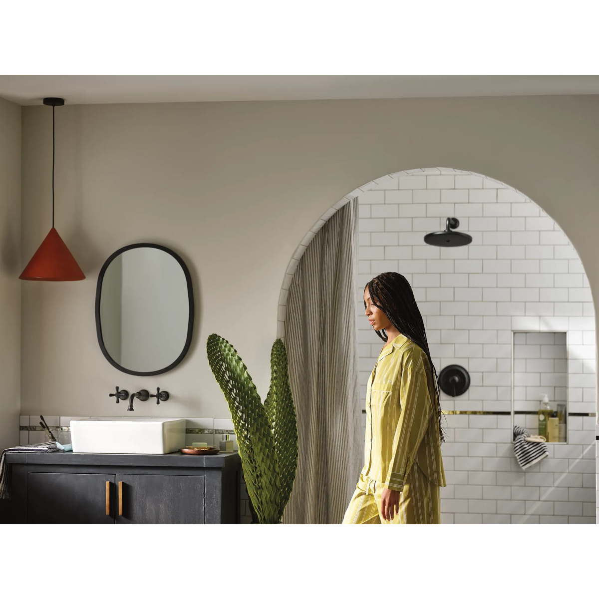 Moen Colinet Two-Handle Wall Mount Bathroom Faucet TS44105 in Matte Black (TS44105BL) - view 5