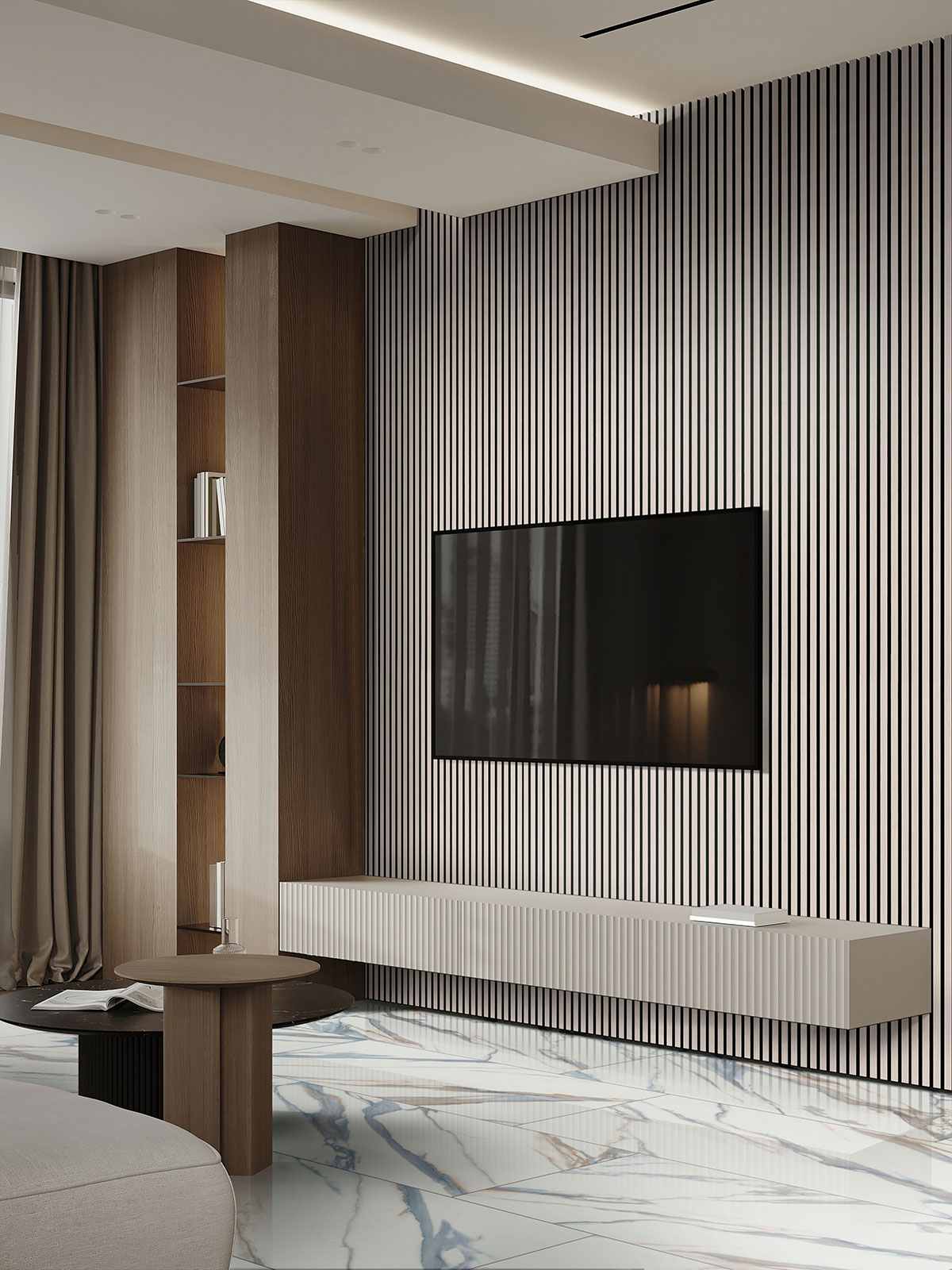 MSI Valesia Azula 24 x 48 Polished Porcelain tile (NWGVALAZU2448P) – MSI room scene (living room)