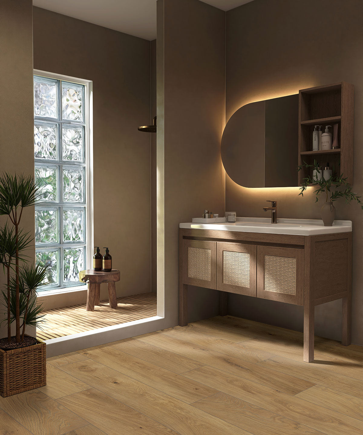 MSI Valgrande Quercia 10 x 62 Matte Porcelain tile (NVALQUE1062-3D) – MSI room scene (bathroom)