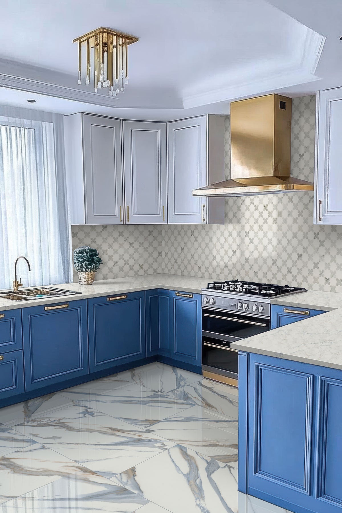 MSI Vera Anne Pattern Polished Marble mosaic (SMOT-VERAN-POL10MM) – MSI room scene (kitchen)