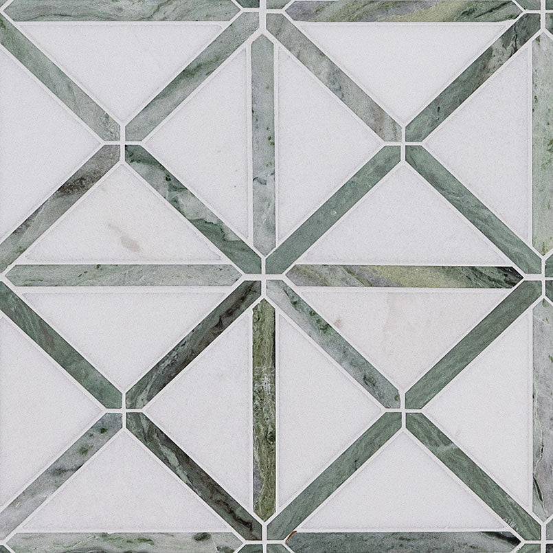 MSI Verdant Green Geometrica Pattern Polished Marble mosaic (SMOT-VERGRE-GEOP10MM) – MSI product image