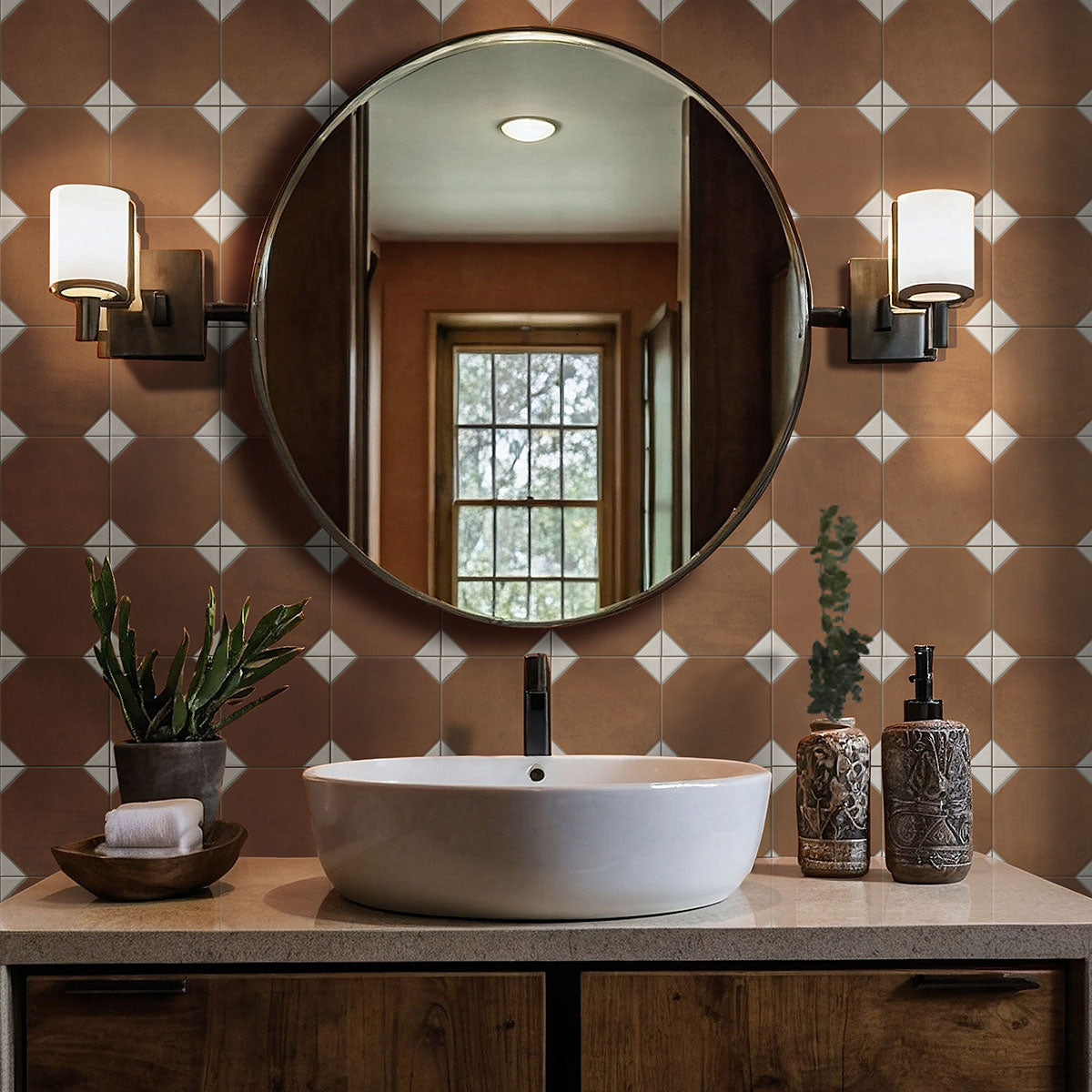 MSI Via Bianchi Cotto 13 x 13 Matte Porcelain tile (NWGVIABIACOT1313) – MSI room scene (bathroom)