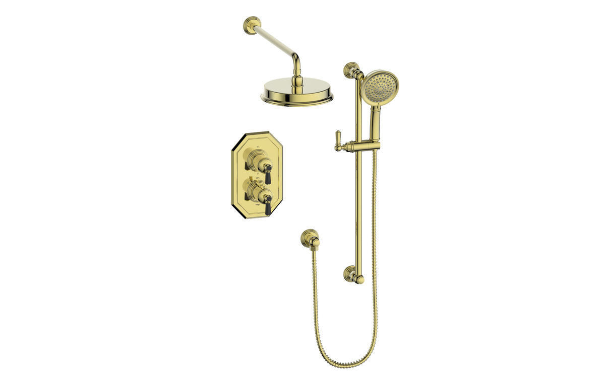 Vogt Carinthia 2-Way TH Shower Kit - Octagonal Handle (C2) / Brushed Gold/Matte Black
