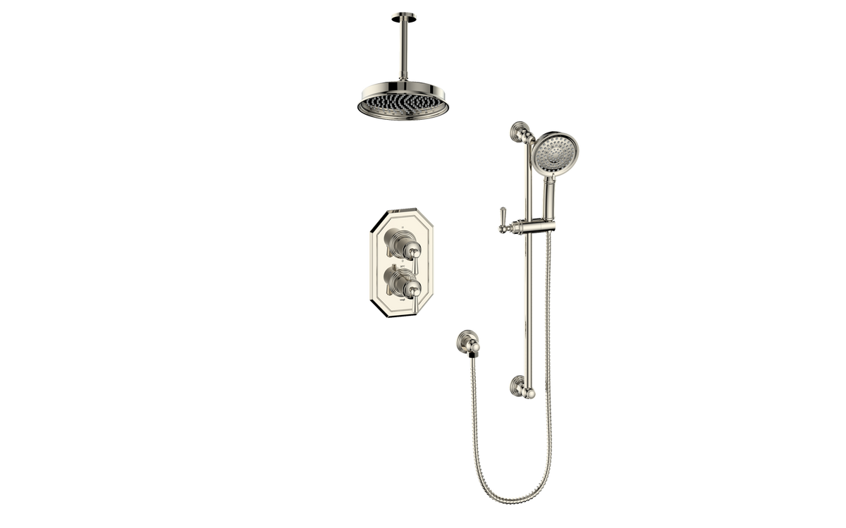 Vogt Carinthia 2-Way TH Shower Kit with 6" Ceiling Arm - Lever Handle (C1) / Polished Nickel