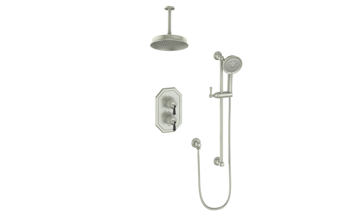 Vogt Carinthia 2-Way TH Shower Kit with 6" Ceiling Arm - Lever Handle (C1) / Brushed Nickel/Matte Black