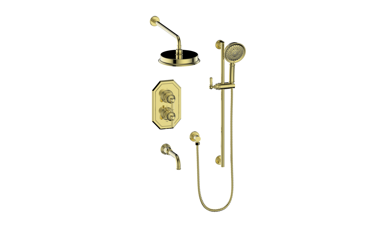 Vogt Carinthia 3-Way TH Shower Kit - Octagonal Handle (C2) / Brushed Gold
