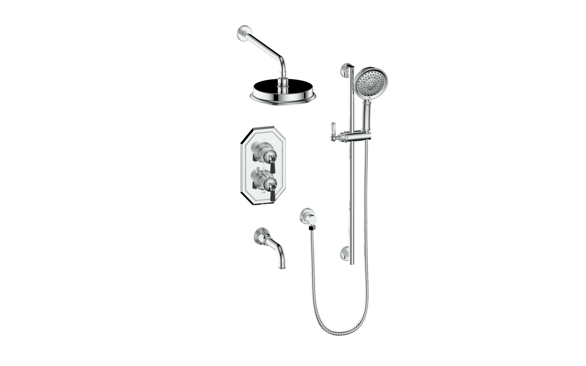 Vogt Carinthia 3-Way TH Shower Kit - Octagonal Handle (C2) / Chrome/Matte Black