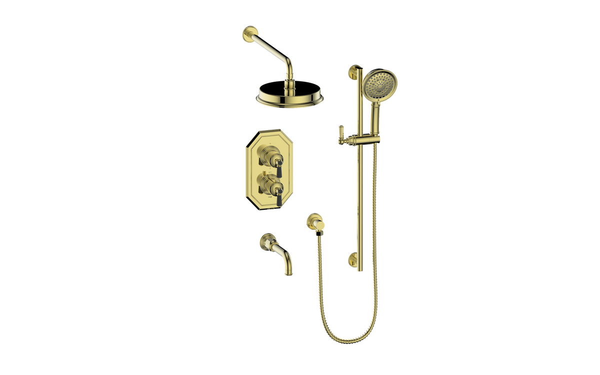 Vogt Carinthia 3-Way TH Shower Kit - Octagonal Handle (C2) / Brushed Gold/Matte Black
