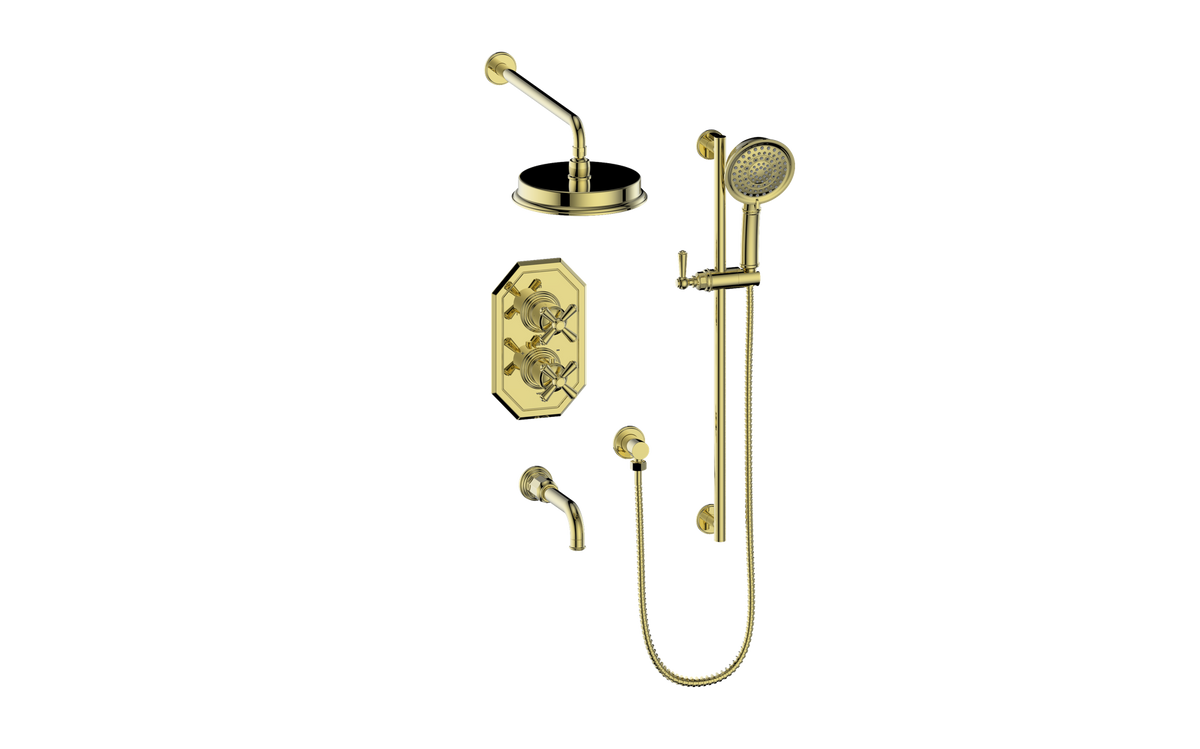 Vogt Carinthia 3-Way TH Shower Kit - Cross Handle (C3) / Brushed Gold