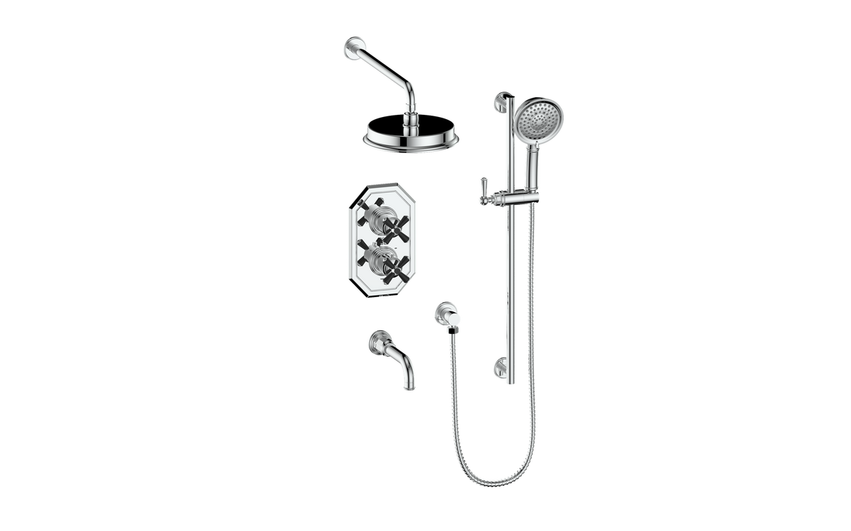 Vogt Carinthia 3-Way TH Shower Kit - Cross Handle (C3) / Chrome/Matte Black