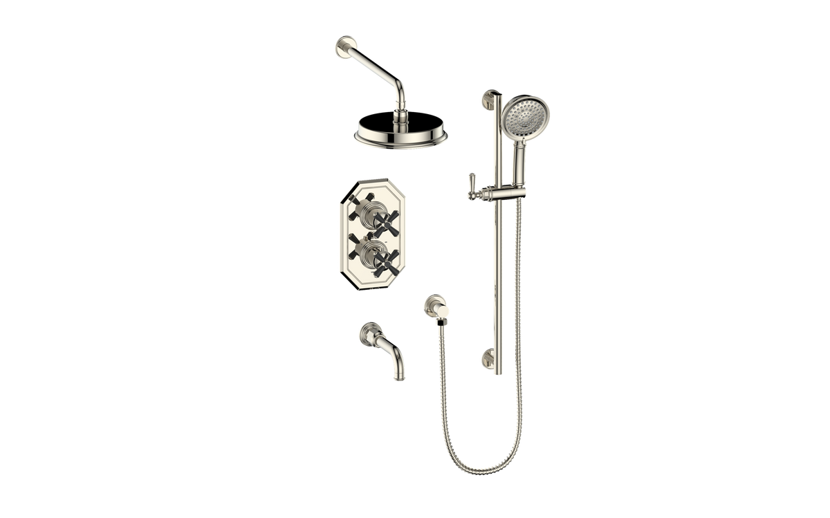 Vogt Carinthia 3-Way TH Shower Kit - Cross Handle (C3) / Polished Nickel/Matte Black