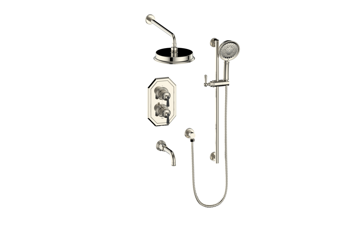 Vogt Carinthia 3-Way TH Shower Kit - Lever Handle (C1) / Polished Nickel/Matte Black