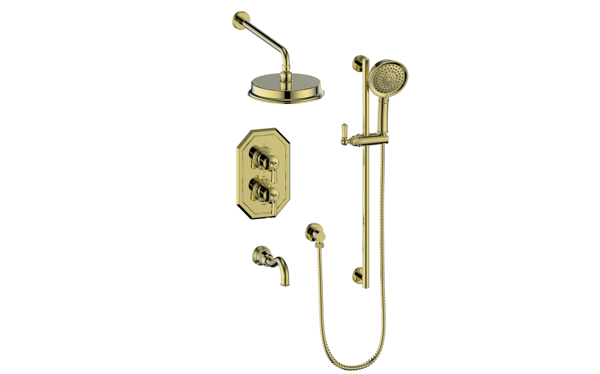 Vogt Carinthia 3-Way TH Shower Kit - Octagonal Handle (C2) / Brushed Gold
