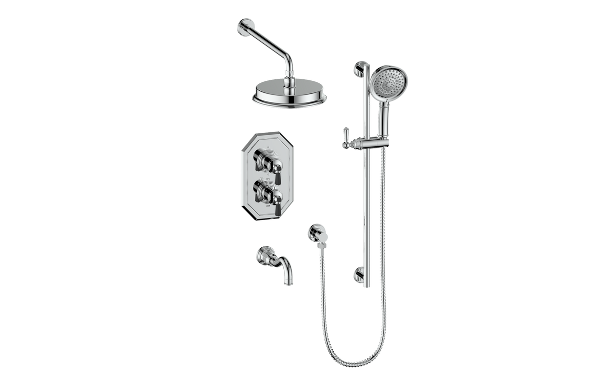 Vogt Carinthia 3-Way TH Shower Kit - Octagonal Handle (C2) / Chrome/Matte Black