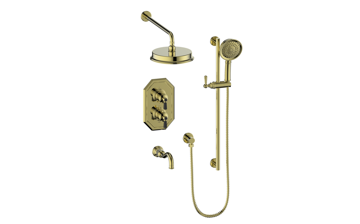 Vogt Carinthia 3-Way TH Shower Kit - Octagonal Handle (C2) / Brushed Gold/Matte Black