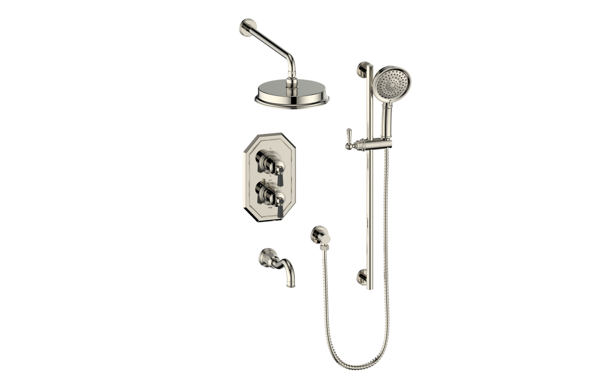 Vogt Carinthia 3-Way TH Shower Kit - Octagonal Handle (C2) / Polished Nickel/Matte Black