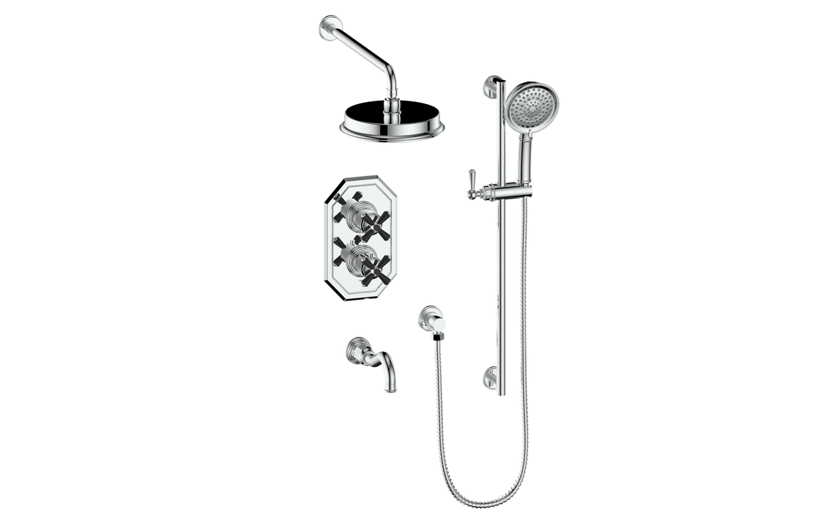 Vogt Carinthia 3-Way TH Shower Kit - Cross Handle (C3) / Chrome/Matte Black