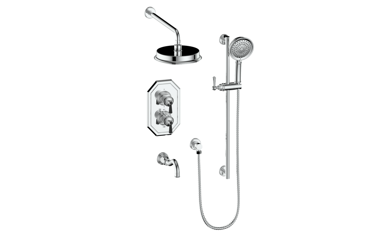 Vogt Carinthia 3-Way TH Shower Kit - Lever Handle (C1) / Chrome/Matte Black