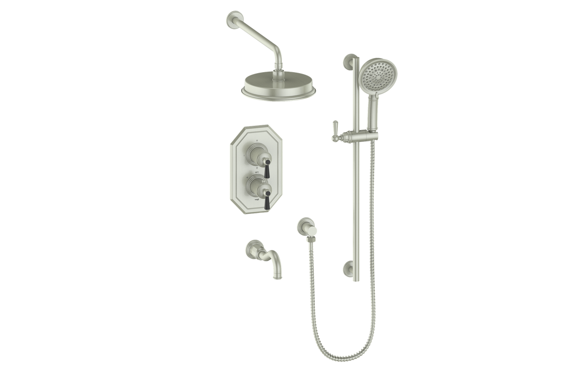 Vogt Carinthia 3-Way TH Shower Kit - Lever Handle (C1) / Brushed Nickel/Matte Black