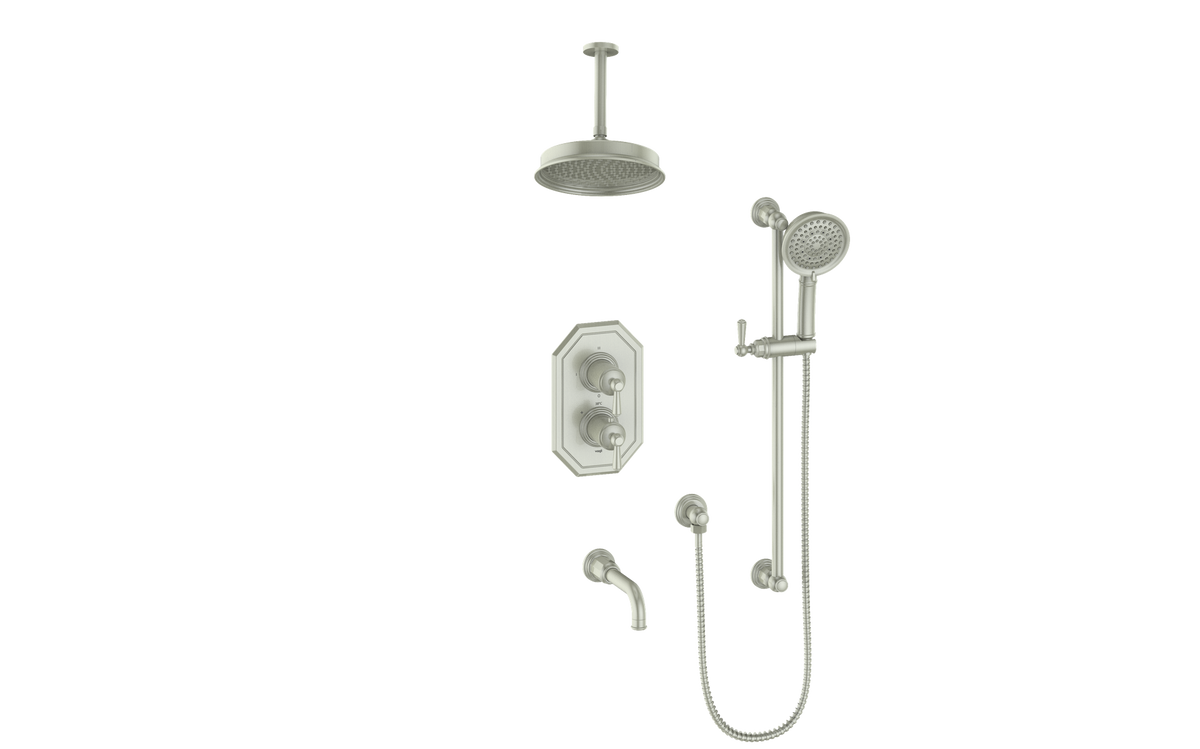 Vogt Carinthia 3-Way TH Shower Kit with 6" Ceiling Arm - Lever Handle (C1) / Brushed Nickel
