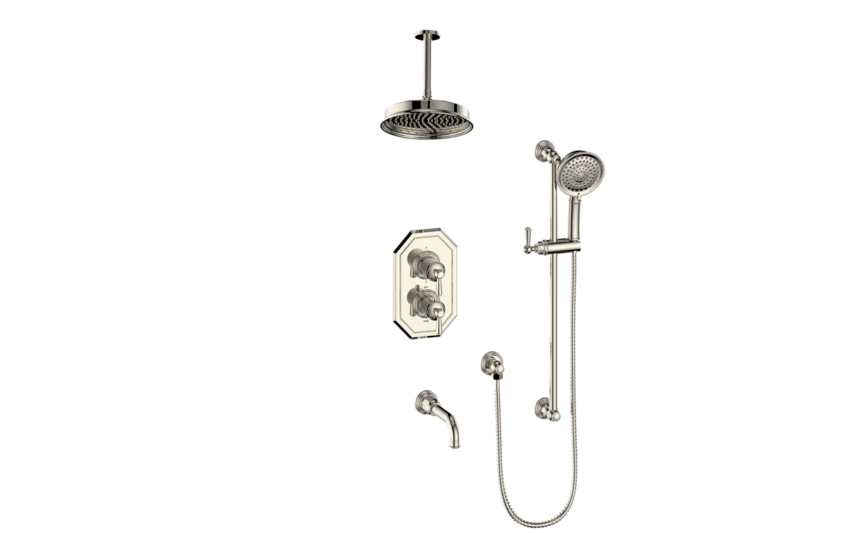 Vogt Carinthia 3-Way TH Shower Kit with 6" Ceiling Arm - Lever Handle (C1) / Polished Nickel