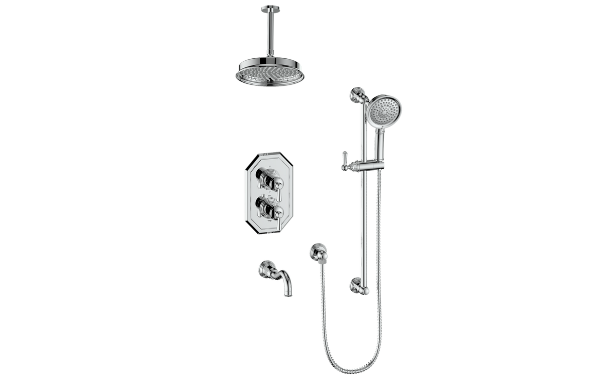 Vogt Carinthia 3-Way TH Shower Kit with 6" Ceiling Arm - Lever Handle (C1) / Chrome