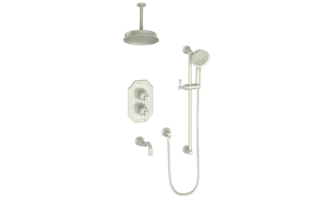 Vogt Carinthia 3-Way TH Shower Kit with 6" Ceiling Arm - Lever Handle (C1) / Brushed Nickel