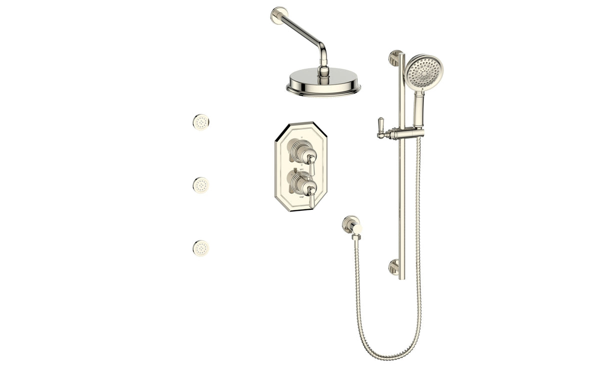 Vogt Carinthia 3-Way TH Shower Kit with Body Jets - Octagonal Handle (C2) / Polished Nickel
