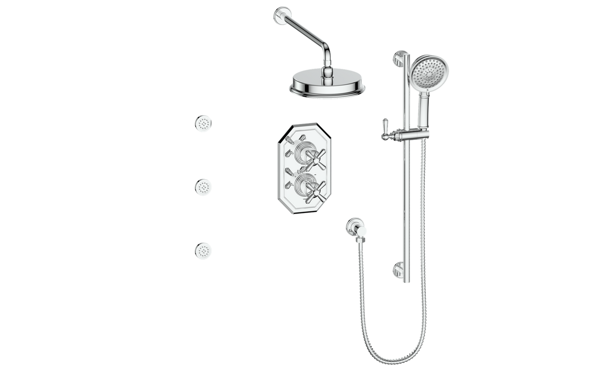 Vogt Carinthia 3-Way TH Shower Kit with Body Jets - Cross Handle (C3) / Chrome
